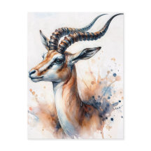 Gazelle Watercolor Portrait