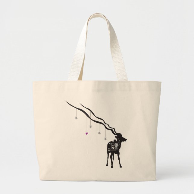 Gazelle with Stars Large Tote Bag (Front)