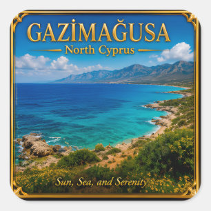 Gazimağusa North Cyprus Sea Travel Memory Square Sticker