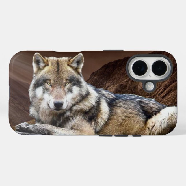 Gazing Wolf Apple iPhone 16 Case (Back (Horizontal))