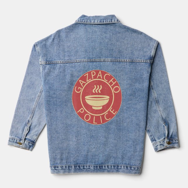 Gazpacho Police Funny Green Grape Gazpacho Meme Sa Denim Jacket (Back)