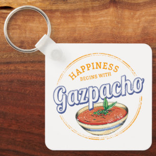 Gazpacho Soup Retro Cook Vintage Gourmet Spain Key Ring