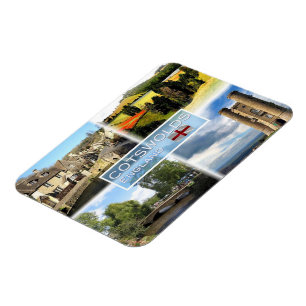 GB Cotswolds, Castle Combe, panorama of Field, Magnet