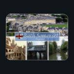 GB United Kingdom - England - Bath Somerset - Magnet<br><div class="desc">Here you will find the souvenir of your vacation. This category contains fridge magnets of many locations. This image contains a representation of the following places: Bath Somerset England - Bath Abbey - The Royal Crescent - Pulteney Bridge - Roman Baths - Sydney Garden Avon River. Impress friends and family...</div>