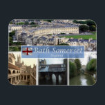 GB United Kingdom - England - Bath Somerset - Magnet<br><div class="desc">Here you will find the souvenir of your vacation. This category contains fridge magnets of many locations. This image contains a representation of the following places: Bath Somerset England - Bath Abbey - The Royal Crescent - Pulteney Bridge - Roman Baths - Sydney Garden Avon River. Impress friends and family...</div>