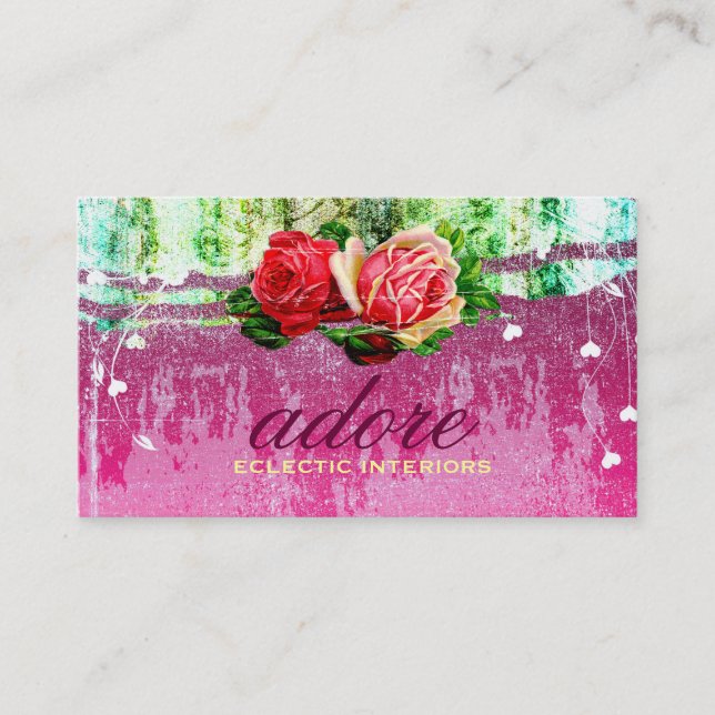 GC | Adore in Roses | Vintage Business Card (Front)