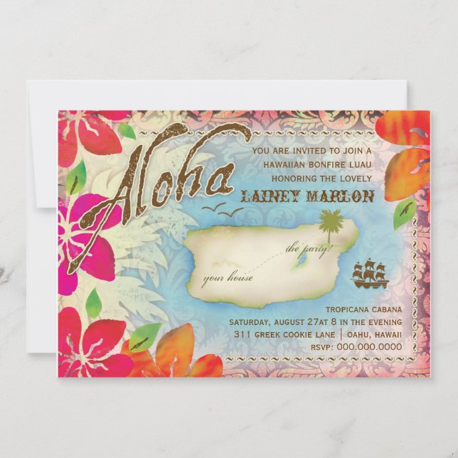 Gc | Aloha Luau Island 2 Invitation (Front)