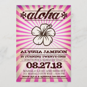 GC Aloha Sunset Pink Birthday Invitation