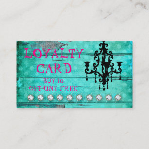 GC Aqua Vintage Wood Loyalty Card