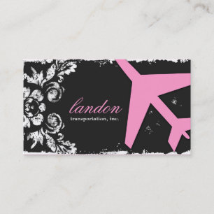 GC   AVIATION TAKE OFF Charcoal Damask Business Card
