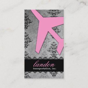 GC   AVIATION TAKE OFF Grey Damask Business Card