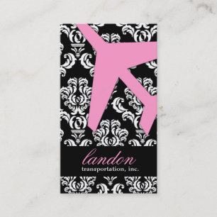 GC AVIATION TAKE OFF Pink Damask Business Card
