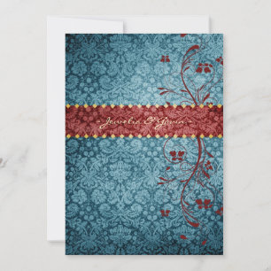 GC   Bejeweled Turquoise & Red Invitation