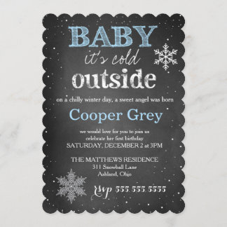 GC Blue Baby It's Cold Outside Winter Birthday Invitation