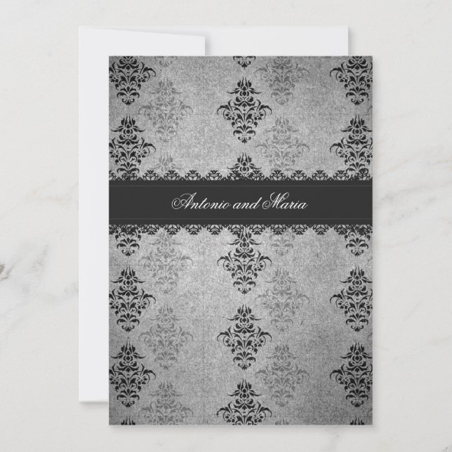 GC | Charcoal Grey Vintage Glam Invitation (Front)