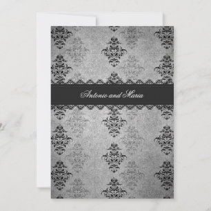 GC   Charcoal Grey Vintage Glam Invitation