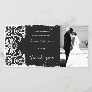 GC Charcoal Vintage 3 Damask Horizontal Thank U You Card