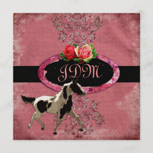 GC Eclectically Vintage Damask Horse Fade Red Invitation