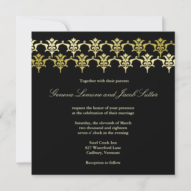 GC | Elegant Black Fleur Unity Wedding Invitation (Front)