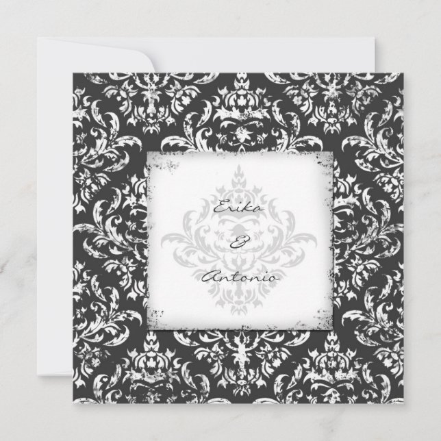 GC | Erika Vintage Damask-Grey Invitation (Front)