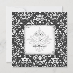 GC   Erika Vintage Damask-Grey Invitation