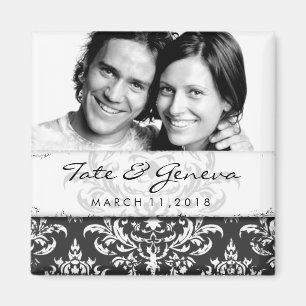 GC Erika Vintage Damask Save the Date-Charcoal Magnet