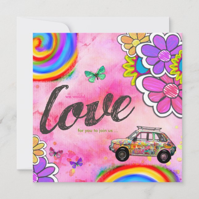 GC | Hippy Tie Dye Invite Pink (Front)