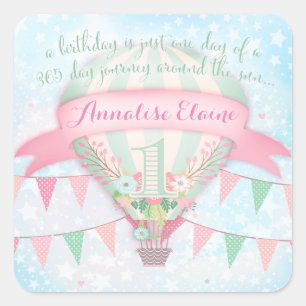 GC Hot Air Balloon First Birthday Sticker