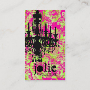 GC Jolie Chandelier Hot Lime Damask Business Card