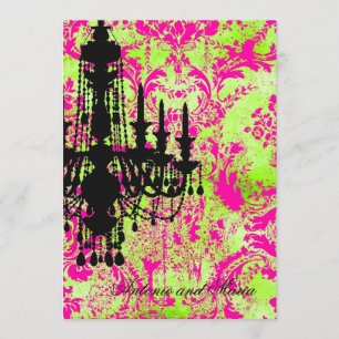 GC Jolie Chandelier hot Lime Damask Invitation
