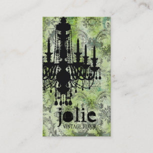 GC Jolie Chandelier Lime Grey Damask Business Card
