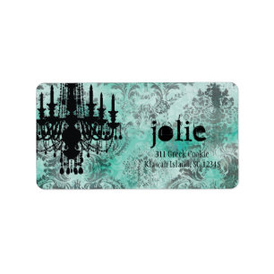 GC   Jolie Chandelier Turquoise Lime Damask Label