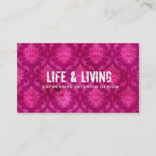 GC   Life & Living Damask Hot Pink Business Card