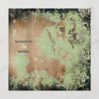 GC | Lusciously Rustic Lime FlowerGolden  Metallic Invitation