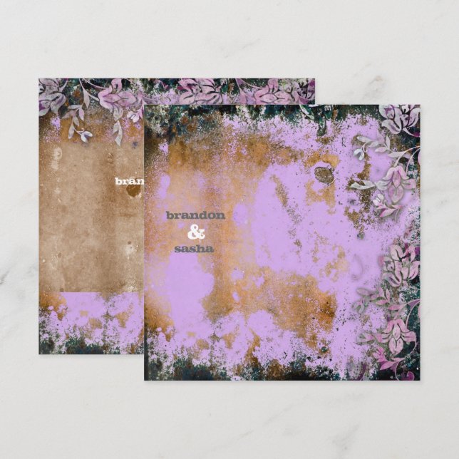 GC | Lusciously Rustic Purple Flower Metallic Invitation (Front/Back)