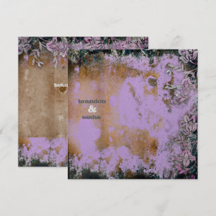 GC Lusciously Rustic Purple Flower Metallic Invitation