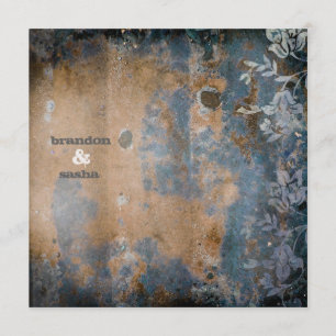 GC   Lusciously Rustic w/flower   Golden Metallic Invitation