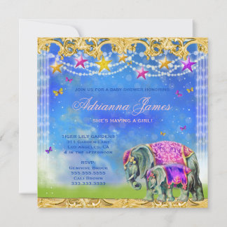 GC Magical Asian Elephant Baby Girl Invitation