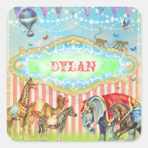 GC Magical Join the Circus Vintage Blue Square Sticker