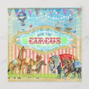 GC Magical Join the Circus Vintage Stripes Boy Invitation