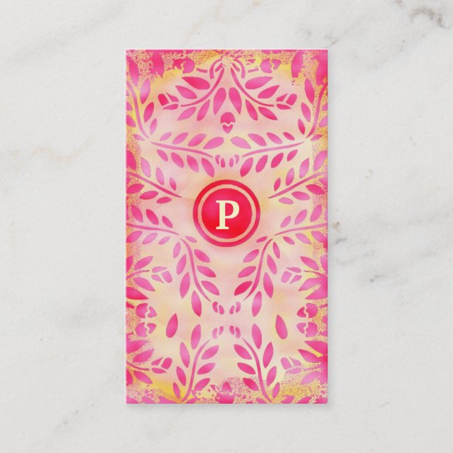 GC | Pink Lemon Cookie Monogram Business Card (Front)