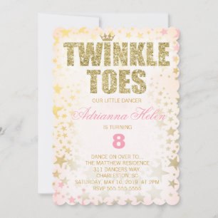 GC Scalloped Glitter Twinkle Toes Dancer Invitation