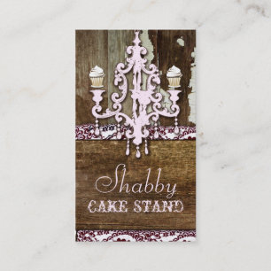 GC Shabby Cake Stand Chandelier Pink Business Card