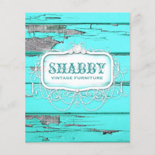 GC Shabby Vintage Wood Aqua Flyer