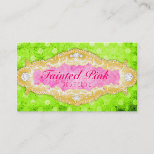 GC Tainted Lime Pink & Gold Polka Dots Business Card