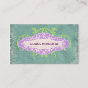 GC   Tantalising TurquoisePurpleLime "Aged" Business Card