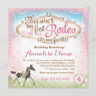 GC This Ain't My First Rodeo 4th Birthday Invitation