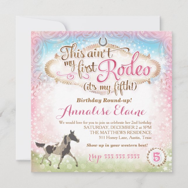 GC This Ain't My First Rodeo 5th Birthday Invitation (Front)