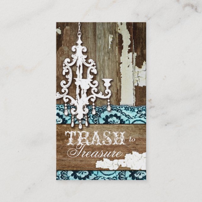 GC | Trash to Treasure Chandelier Aqua Blue Business Card (Front)