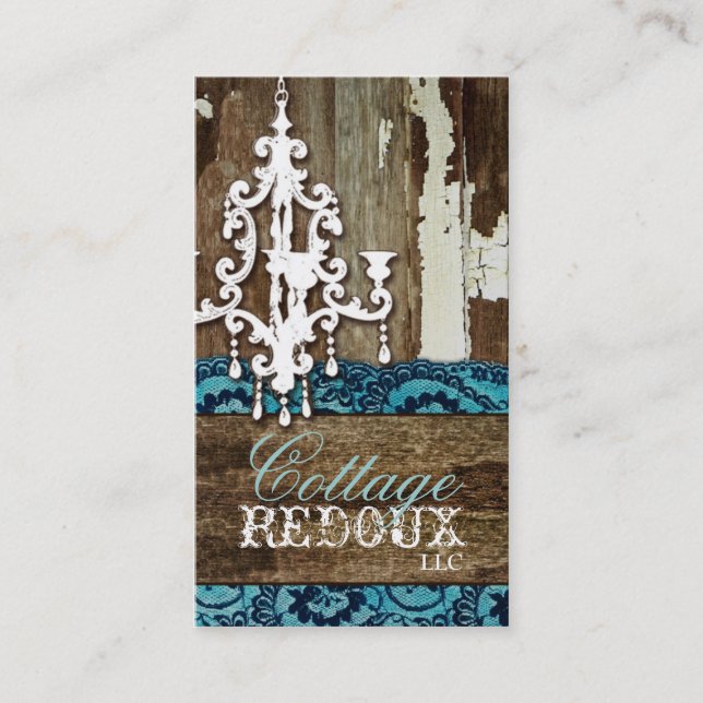 GC Trash to Treasure Chandelier Teal Business Card (Front)